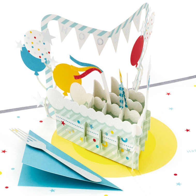 hallmark Hooray Cake and Balloons 3D Pop-Up Birthday Card