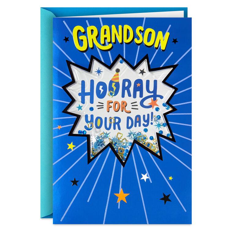 hallmark Hooray for Your Day Confetti Shaker Birthday Card for Grandson