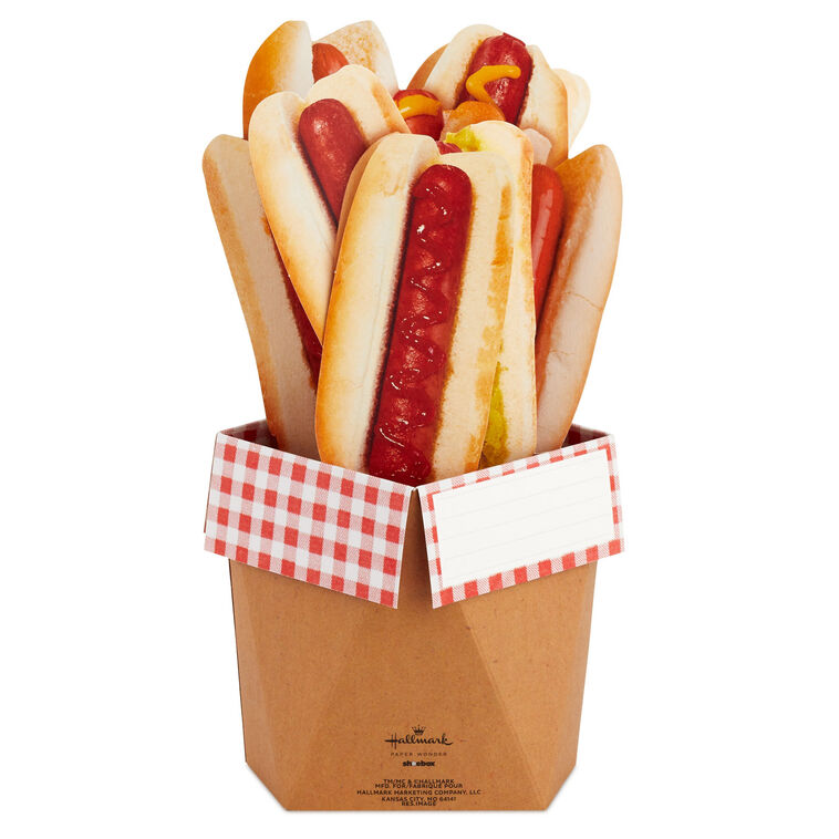 Hallmark Hope Today Is A Real Wiener Hot Dog Bouquet Funny 3D Pop-Up Card