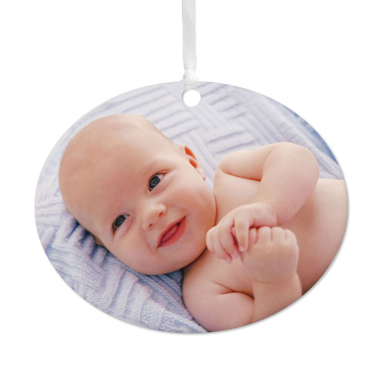 hallmark Horizontal Oval Metal Personalized Ornament Custom Photo