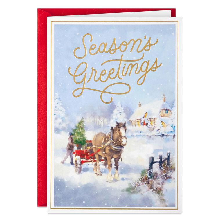 Hallmark Horse And Holiday Wagon Boxed Christmas Cards Pack Of 16