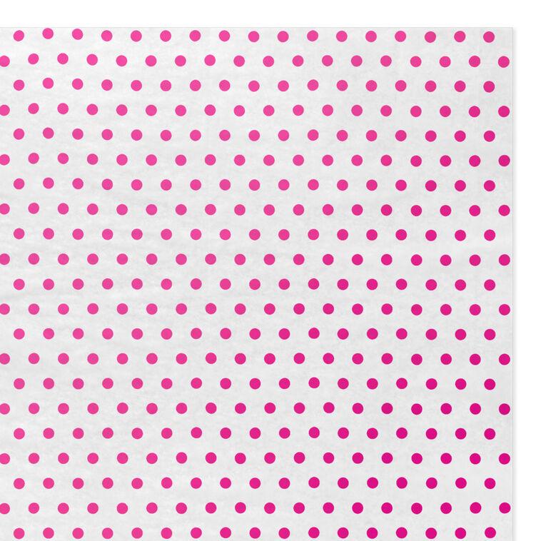 Hallmark Hot Pink Polka Dots On White Tissue Paper 6 Sheets
