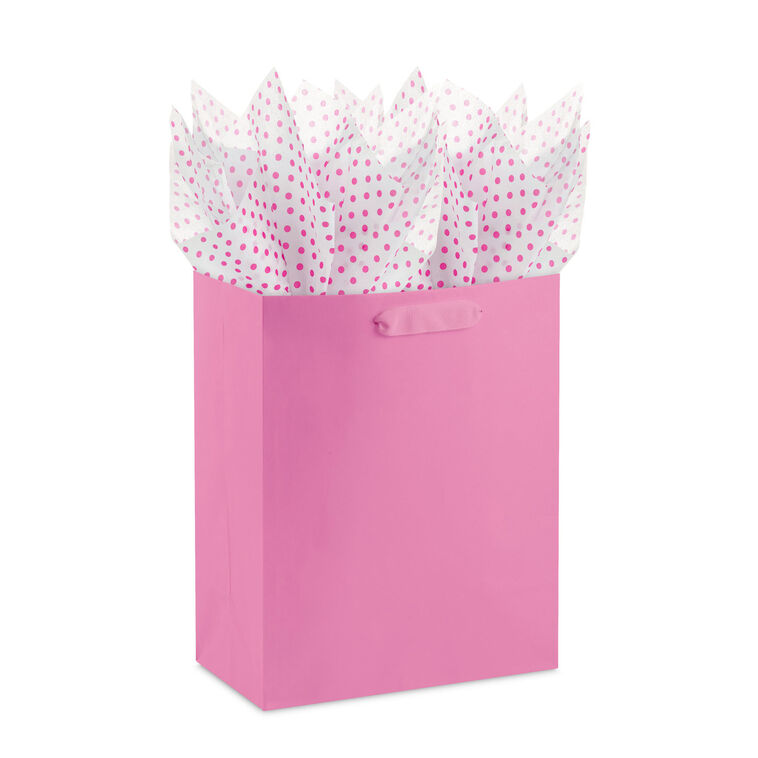 Hallmark Hot Pink Polka Dots On White Tissue Paper 6 Sheets