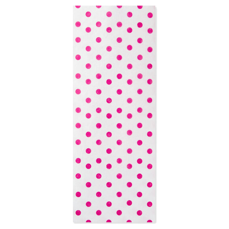 hallmark Hot Pink Polka Dots on White Tissue Paper 6 sheets