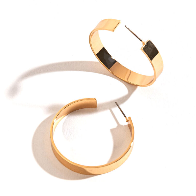 hallmark Howard's Jewelry Large Flat Gold Hoop Earrings
