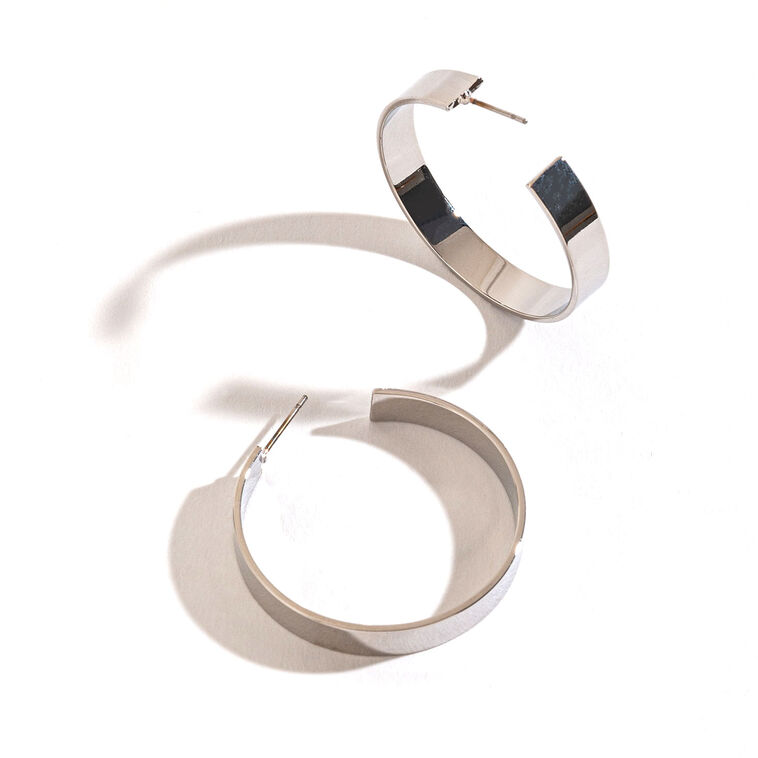 hallmark Howard's Jewelry Large Flat Silver Hoop Earrings
