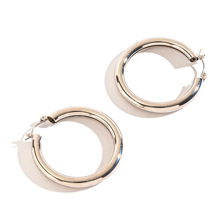 hallmark Howard's Jewelry Large Tube Silver Hoop Earrings