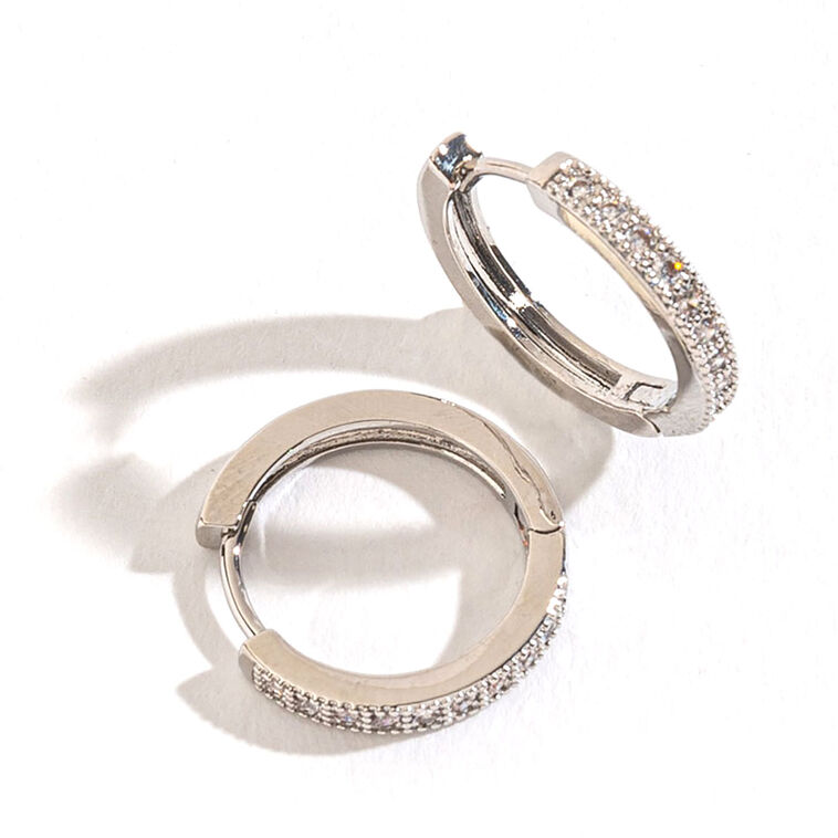 hallmark Howard's Jewelry Medium Silver Pave Hoop Earrings