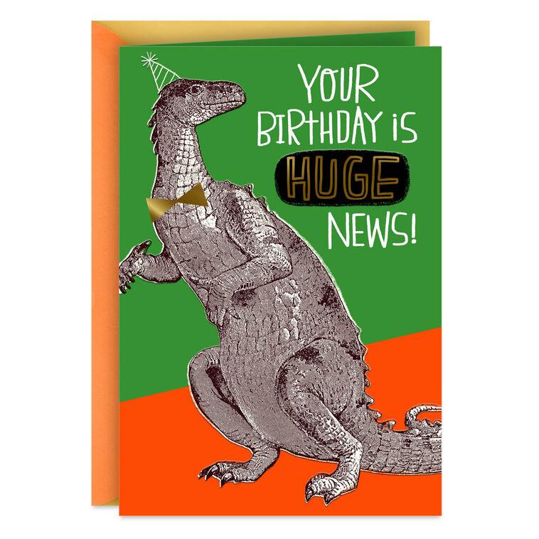 hallmark Huge News Party Dinosaur Funny Birthday Card for Kids