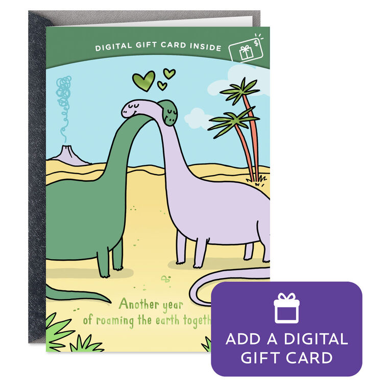 hallmark Hugging Dinosaurs Gift Card Greeting Funny Anniversary Card