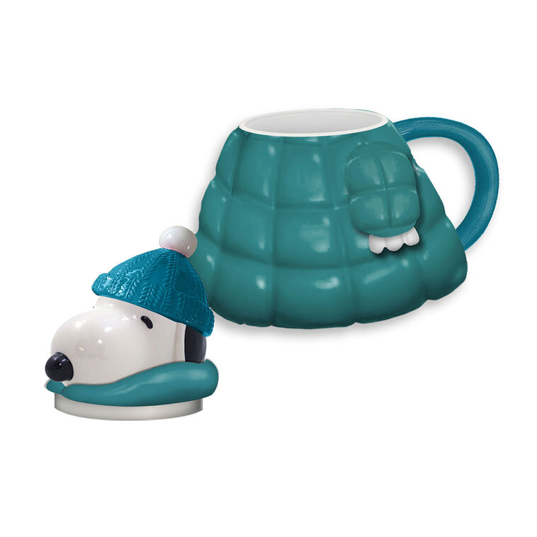 hallmark ICUP Peanuts Snoopy Puffer Jacket Ceramic Mug With Lid 16 oz
