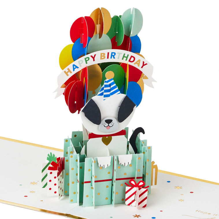 hallmark It's Your Day Puppy in Present 3D Pop-Up Birthday Card