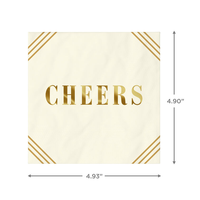 Hallmark Ivory And Gold "Cheers" Cocktail Napkins Set Of 16