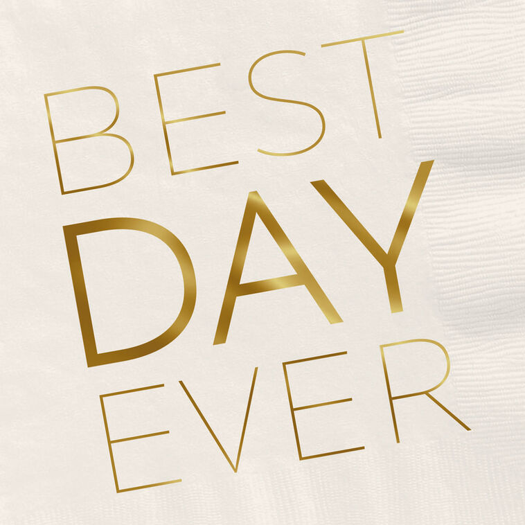 Hallmark Ivory "Best Day Ever" Cocktail Napkins Set Of 16