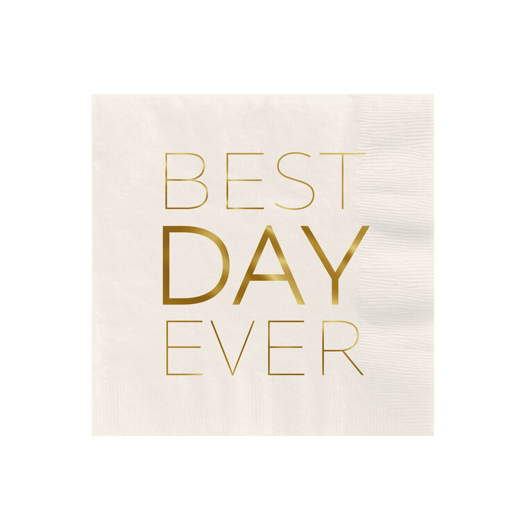 hallmark Ivory "Best Day Ever" Cocktail Napkins Set of 16