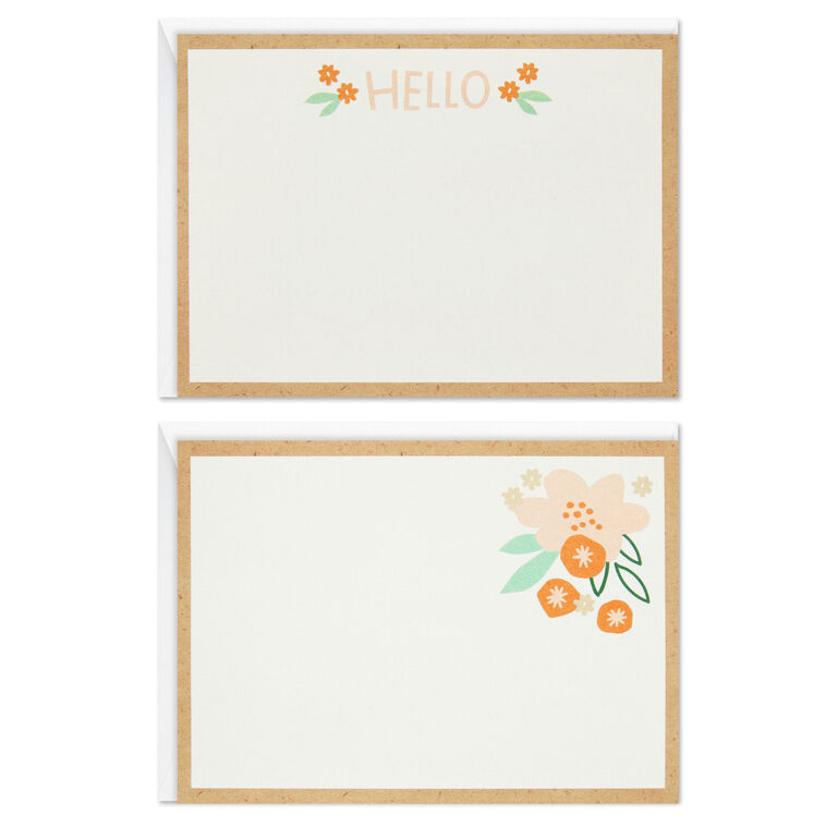 Hallmark Ivory Floral Flat Note Cards In Caddy Box Of 40