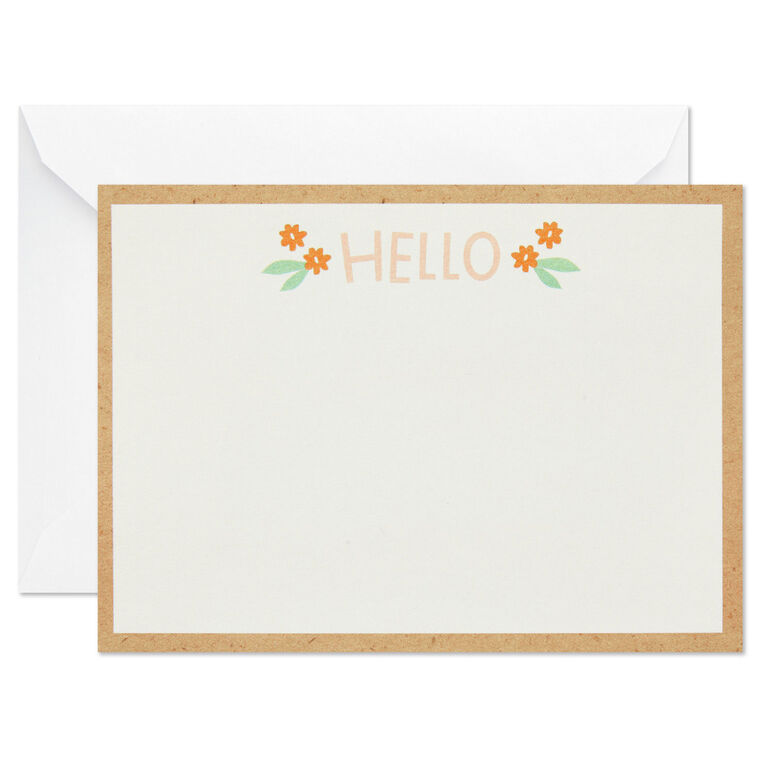 Hallmark Ivory Floral Flat Note Cards In Caddy Box Of 40