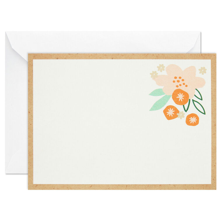 Hallmark Ivory Floral Flat Note Cards In Caddy Box Of 40