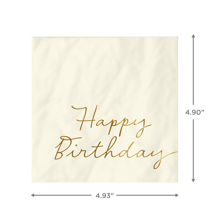 Hallmark Ivory "Happy Birthday" Cocktail Napkins Set Of 16