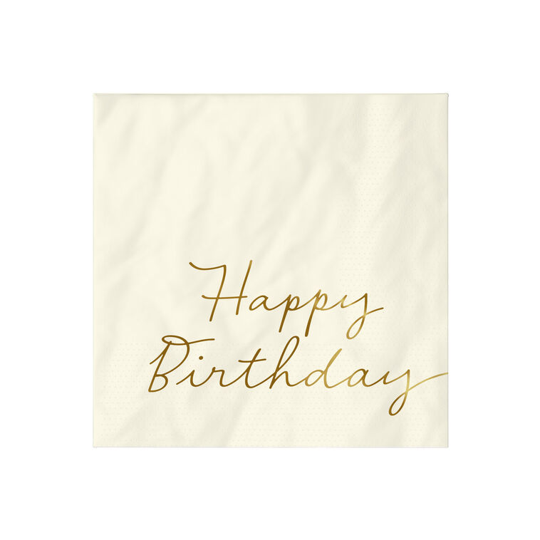 hallmark Ivory "Happy Birthday" Cocktail Napkins Set of 16