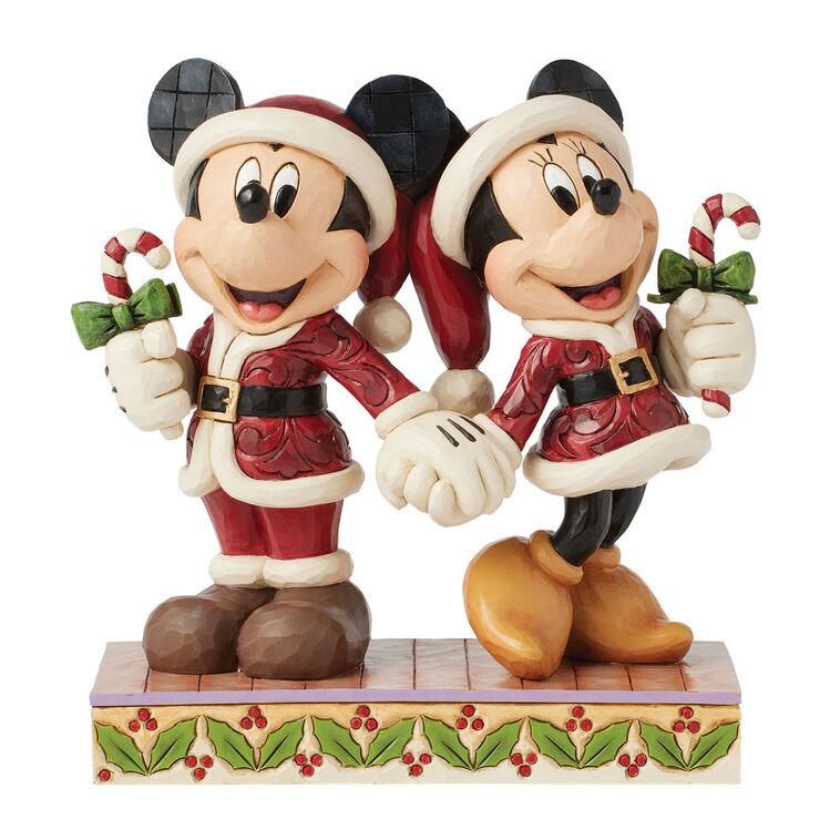 hallmark Jim Shore Disney Mickey and Minnie With Candy Canes Figurine 6.14"