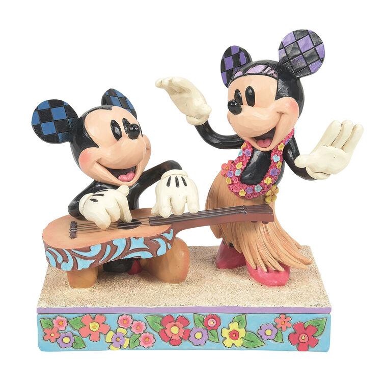 hallmark Jim Shore Disney Mickey Mouse and Minnie Mouse in Hawaii Figurine 6"