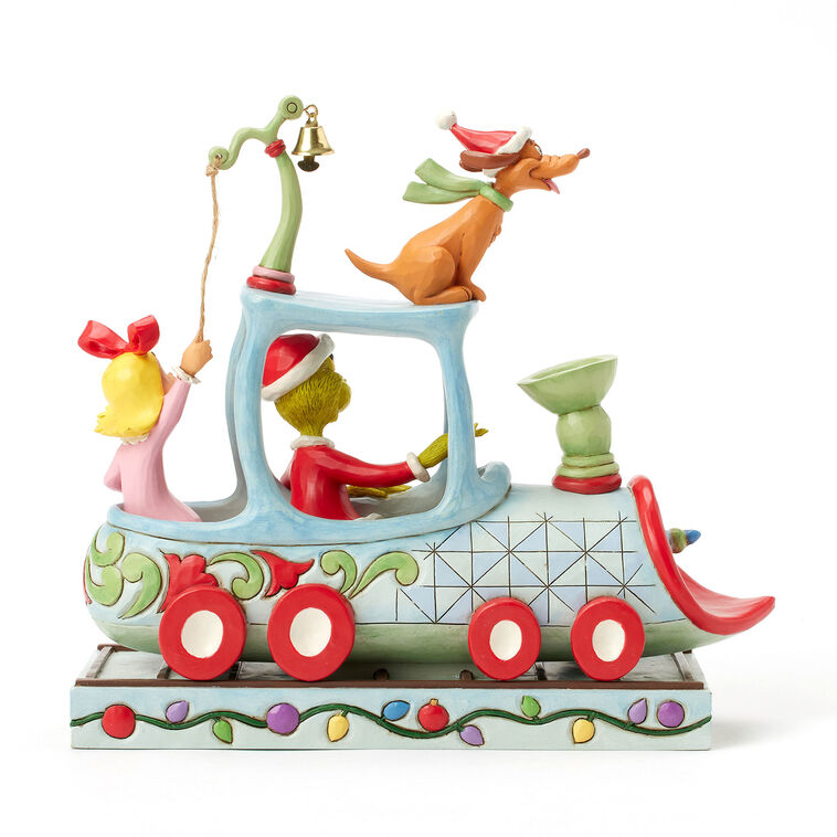 Hallmark Jim Shore Grinch Max And Cindy Lou On Train Figurine 9.1"