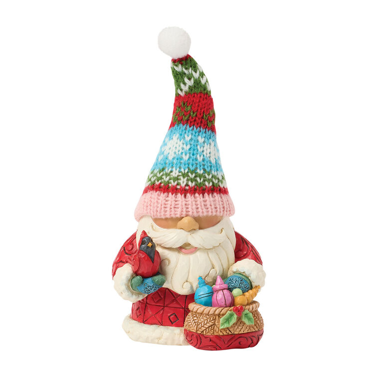 hallmark Jim Shore Heartwood Creek Holiday Gnome in Knit Hat Figurine 5.71"
