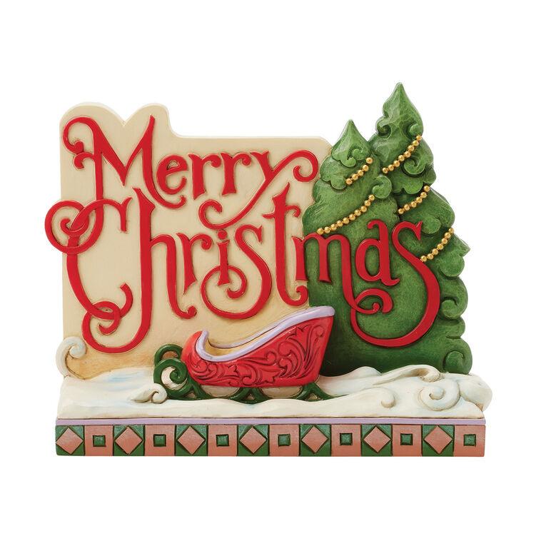 hallmark Jim Shore Heartwood Creek Merry Christmas Lodge Sign Figurine 5.63"