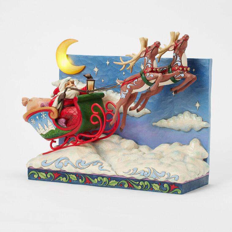 Hallmark Jim Shore Heartwood Creek Santa Sleigh Musical Figurine With Light 11.4"