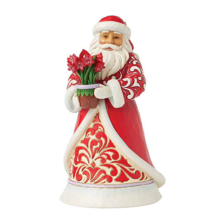 hallmark Jim Shore Heartwood Creek Santa With Blooming Amaryllis Figurine 8.35"