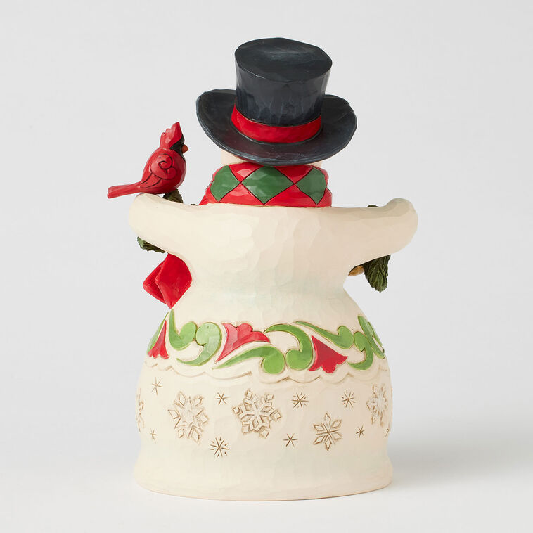 Hallmark Jim Shore Heartwood Creek Snowman With Garland And Cardinal Figurine 8.75"