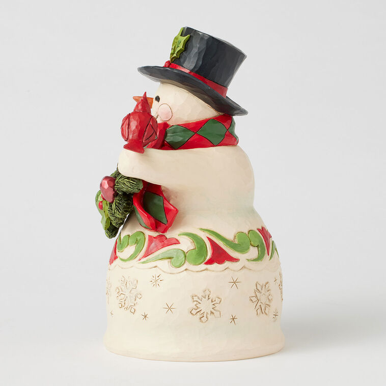 Hallmark Jim Shore Heartwood Creek Snowman With Garland And Cardinal Figurine 8.75"