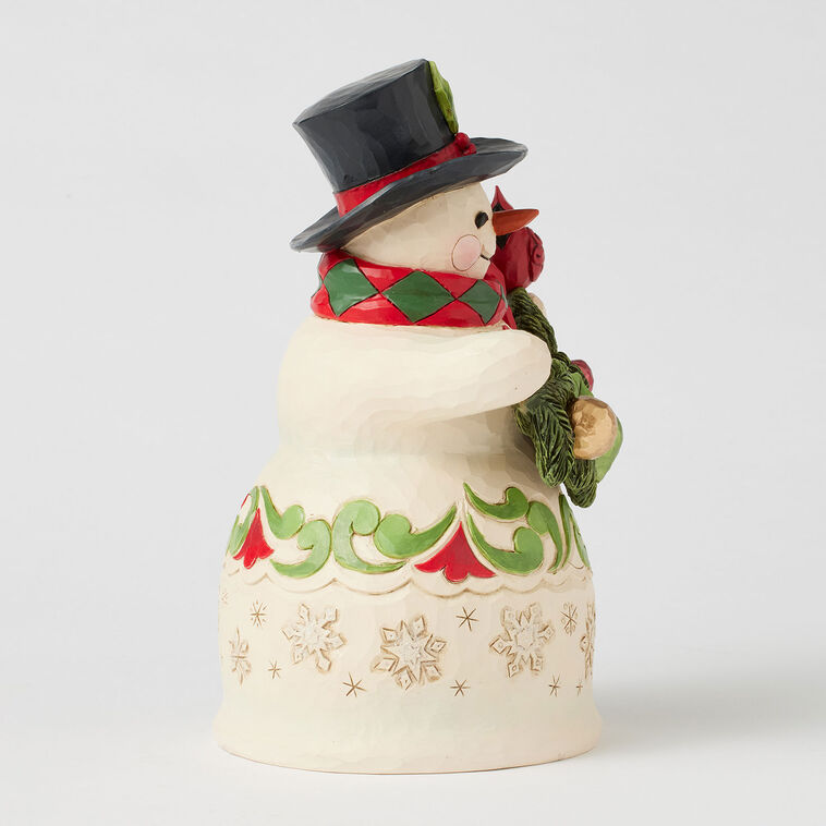 Hallmark Jim Shore Heartwood Creek Snowman With Garland And Cardinal Figurine 8.75"