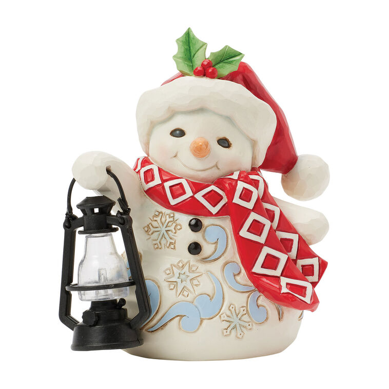 hallmark Jim Shore Heartwood Creek Snowman With Oversized Lantern Figurine 4.8"