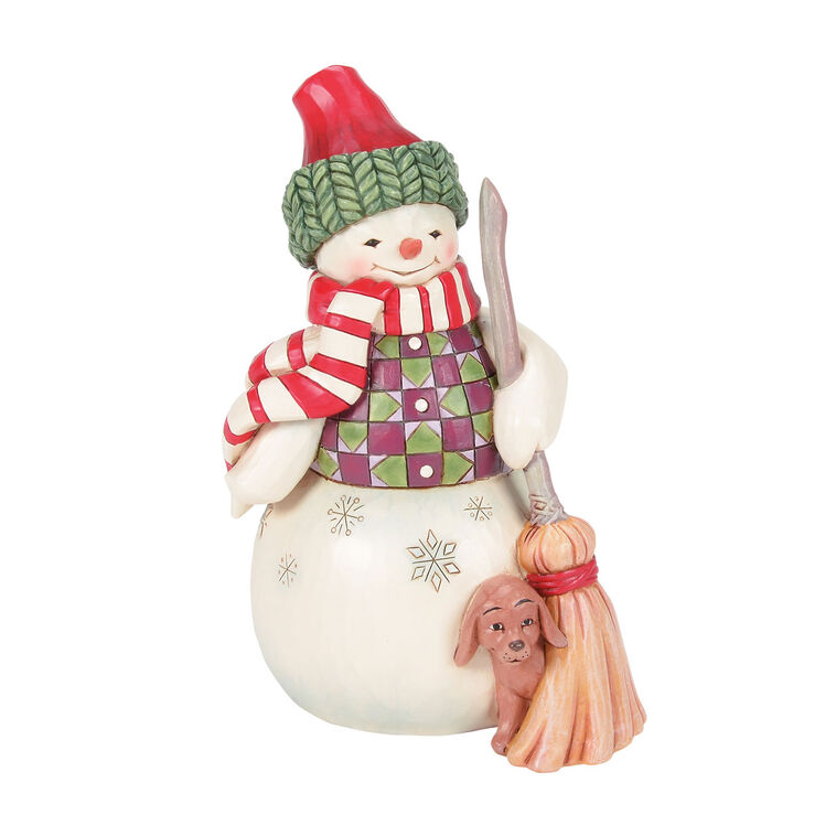 hallmark Jim Shore Heartwood Creek Snowman With Peeking Dog Figurine 7"