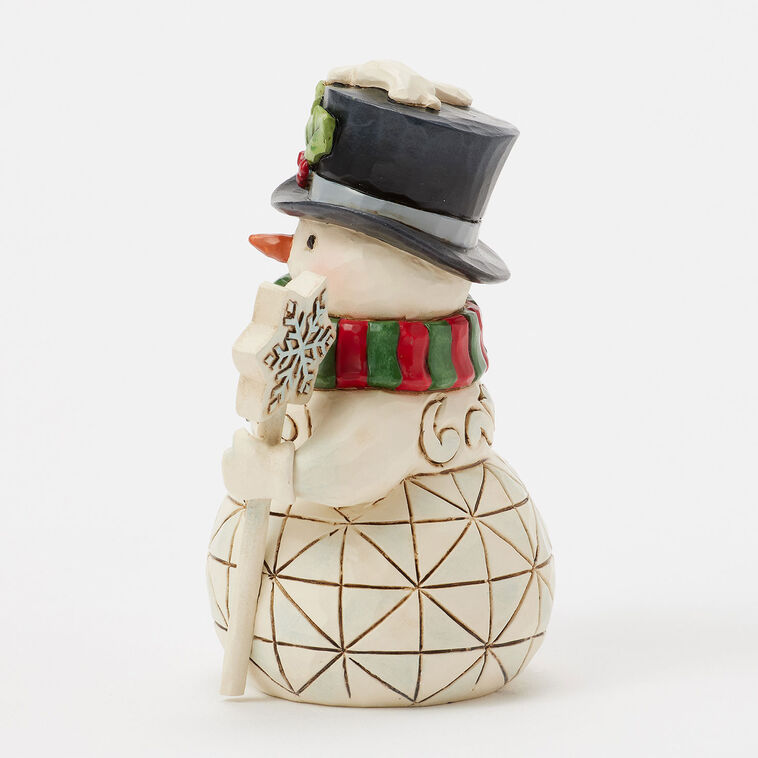 Hallmark Jim Shore Heartwood Creek Snowman With Snowflake Cane Mini Figurine 3.82"