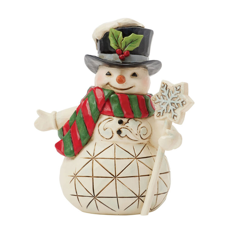 hallmark Jim Shore Heartwood Creek Snowman With Snowflake Cane Mini Figurine 3.82"