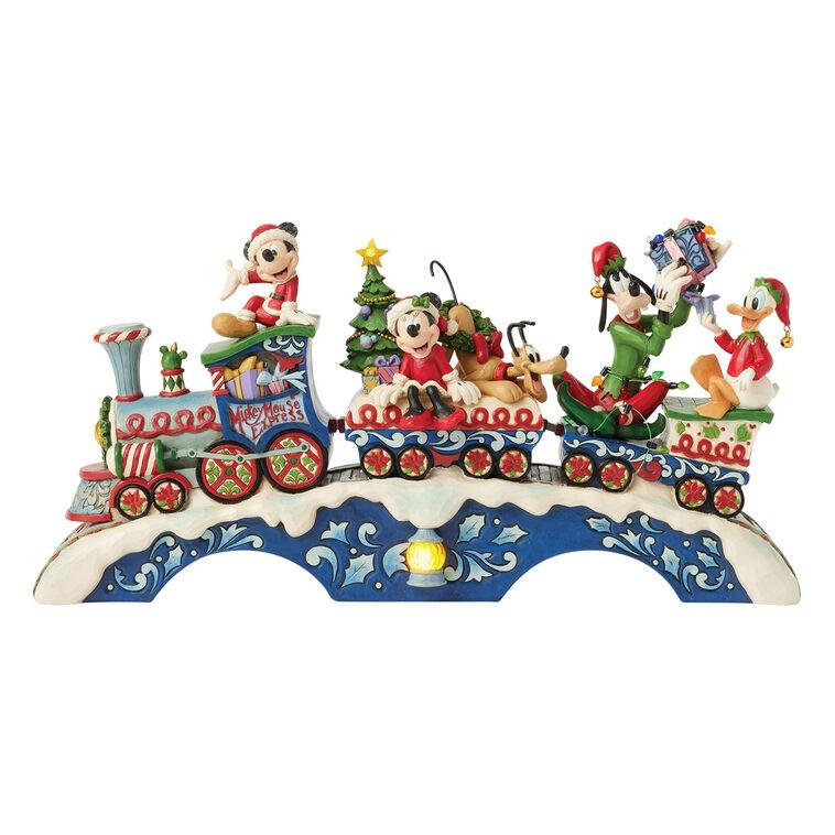 hallmark Jim Shore Mickey Mouse and Friends Light-Up Musical Train Figurine 8.64"