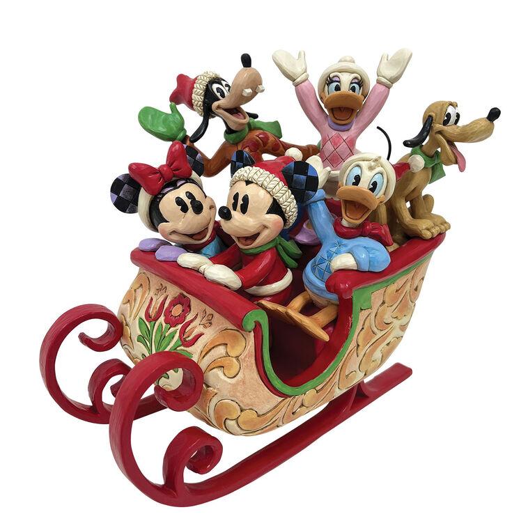 hallmark Jim Shore Mickey Mouse and Friends Sleigh Ride Figurine 8"