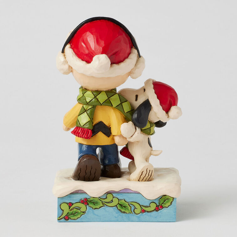 Hallmark Jim Shore Peanuts Charlie Brown And Snoopy Wrapped In Scarf Figurine 6"