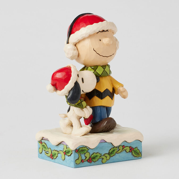 Hallmark Jim Shore Peanuts Charlie Brown And Snoopy Wrapped In Scarf Figurine 6"
