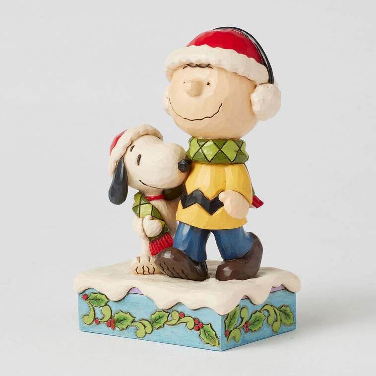 Hallmark Jim Shore Peanuts Charlie Brown And Snoopy Wrapped In Scarf Figurine 6"