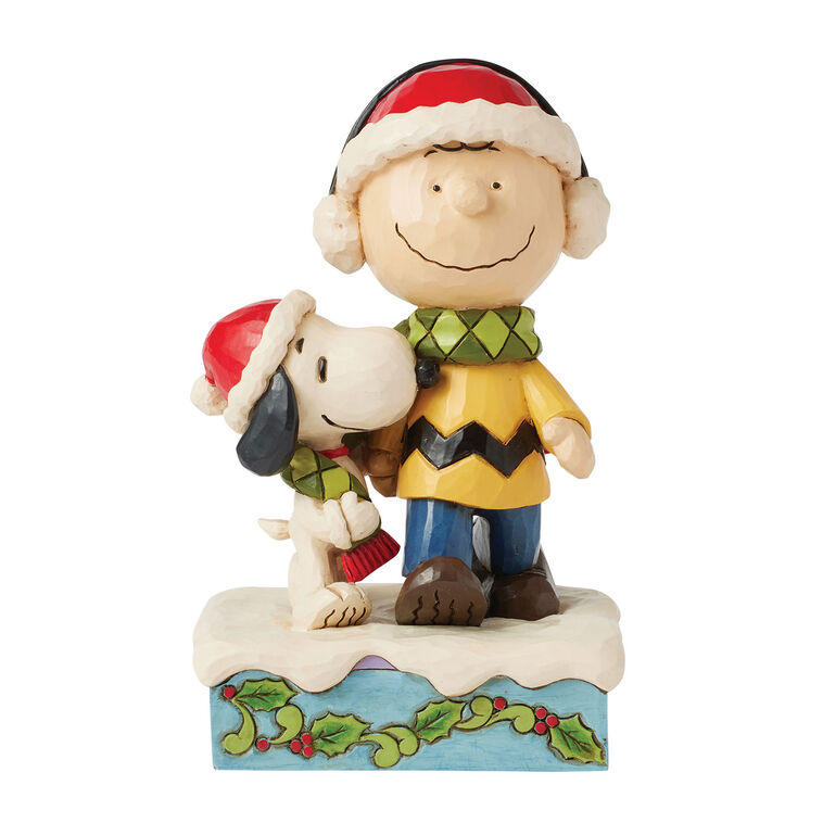 hallmark Jim Shore Peanuts Charlie Brown and Snoopy Wrapped in Scarf Figurine 6"