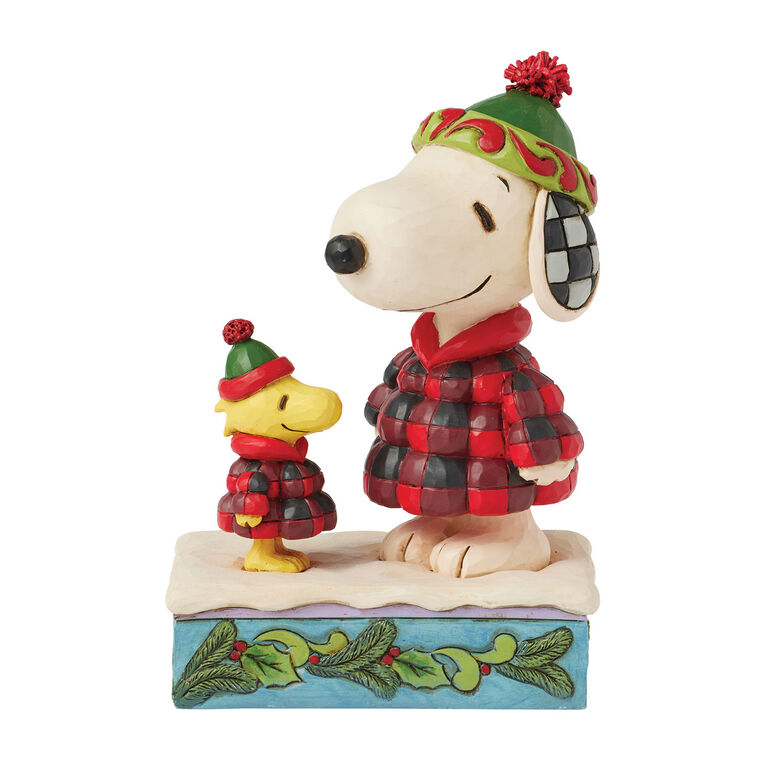hallmark Jim Shore Peanuts Snoopy and Woodstock in Puffer Coats Figurine 5.5"