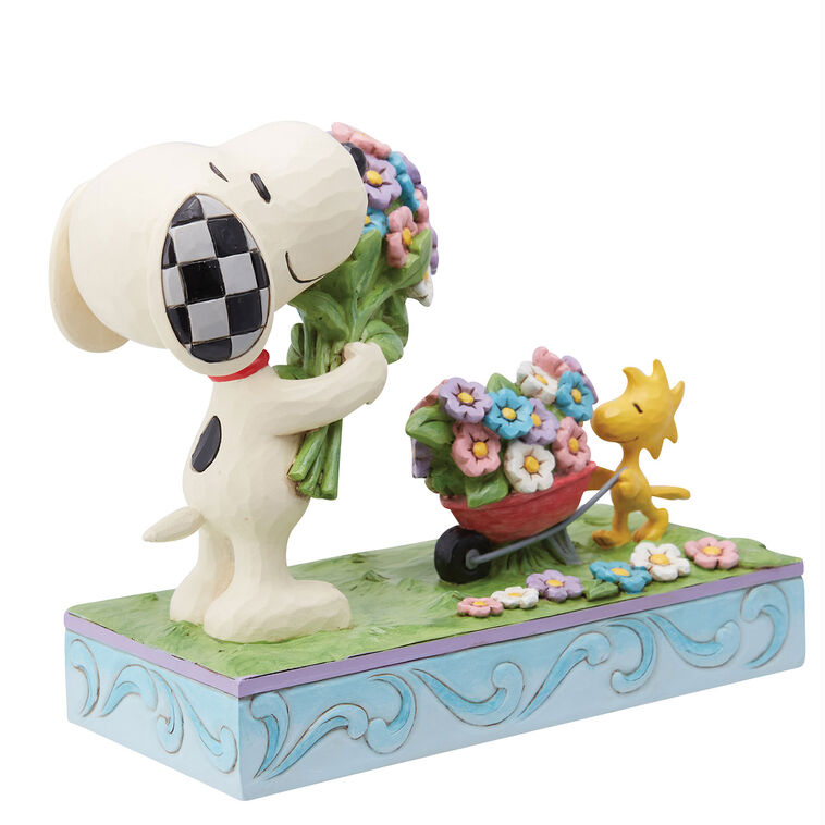 Hallmark Jim Shore Peanuts Snoopy And Woodstock With Flowers Figurine 6"