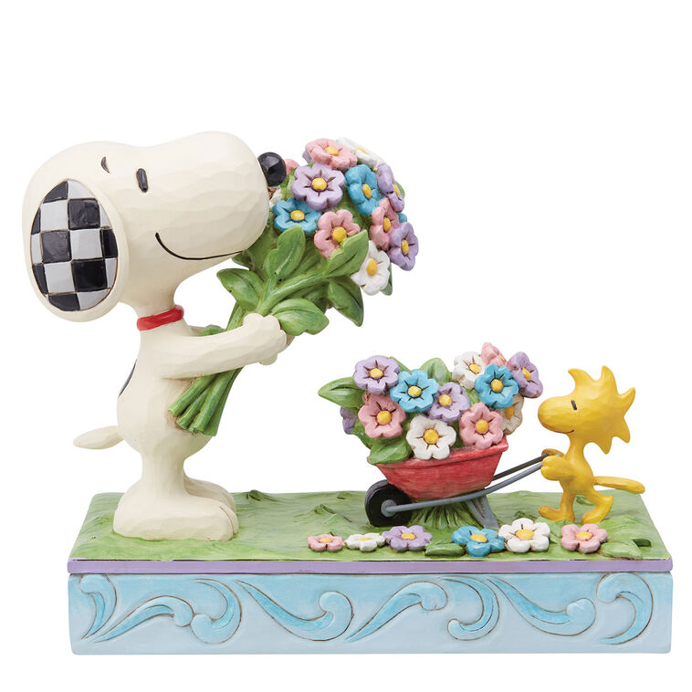 hallmark Jim Shore Peanuts Snoopy and Woodstock With Flowers Figurine 6"