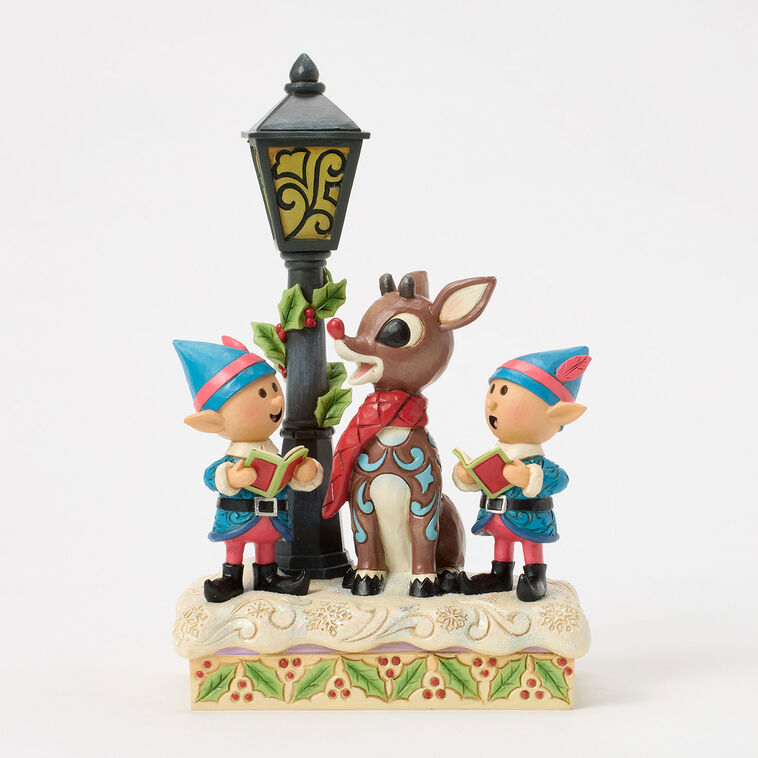 Hallmark Jim Shore Rudolph And Elves Caroling Light-Up Figurine 8.4"