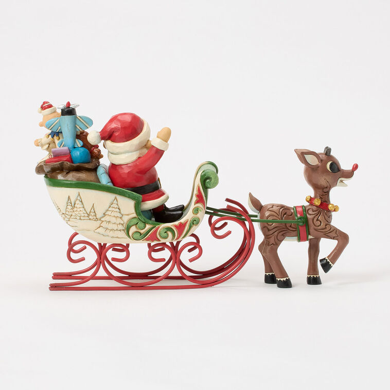Hallmark Jim Shore Rudolph Pulling Santa In Sleigh Figurine 5"