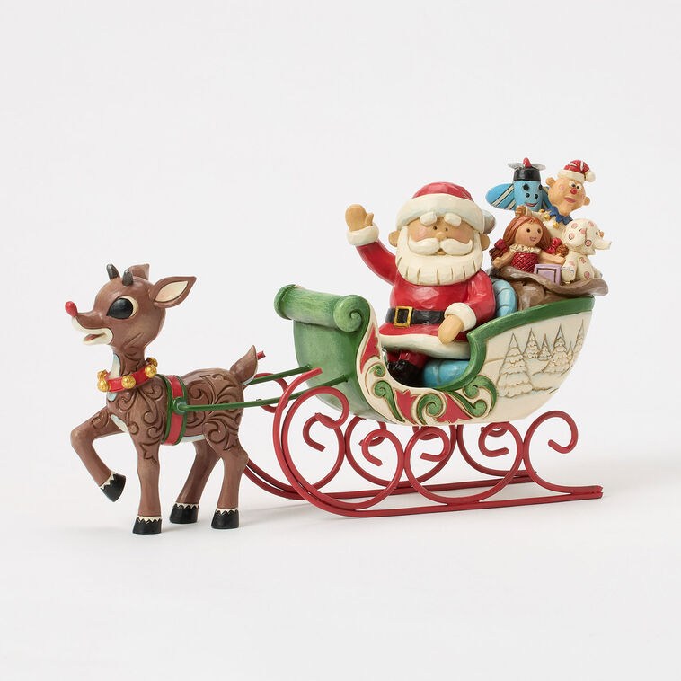 Hallmark Jim Shore Rudolph Pulling Santa In Sleigh Figurine 5"